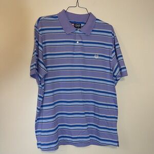 NWT Chaps Mens Collared Short Sleeve Golf Polo Size XL Purple Blue White Stripes